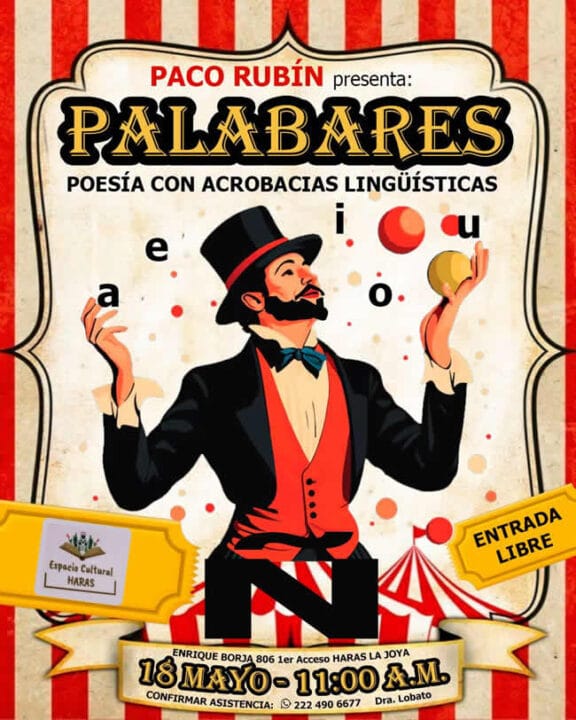 Paco Robin presentará "Palabares, poesía con acrobacias lingüísticas"