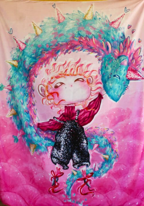 La "Niña con un Unicornio Dragón" de las obras que más le gustan a Valeria, su creadora